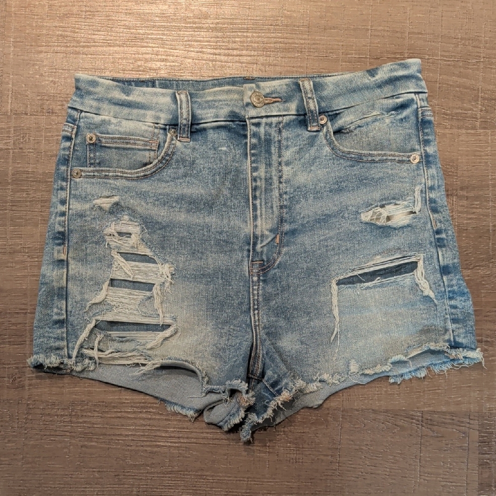 American Eagle Outfitters Light Blue Distressed Denim Shorts